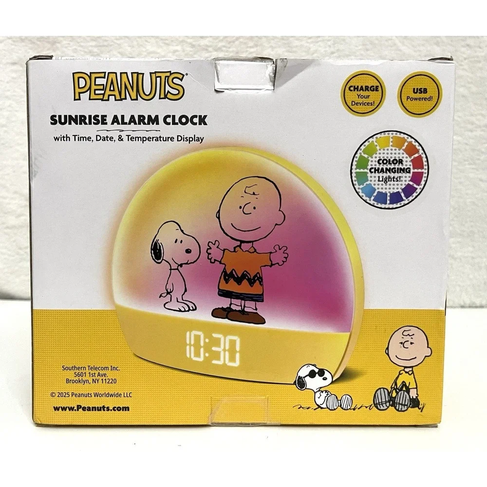 Peanuts Charlie Brown and Snoopy Yellow Sunrise Alarm Clock